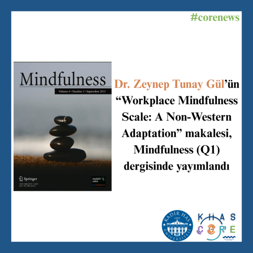 Dr. Zeynep Tunay Gül’ün “Workplace Mindfulness Scale: A Non-Western Adaptation”makalesi, Mindfulness (Q1) dergisinde yayımlandı